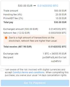 Coin Market Pro Partners With Coinify To Make Buying Bitcoin Even Easier - Coinify 4 Transaction details 240x300